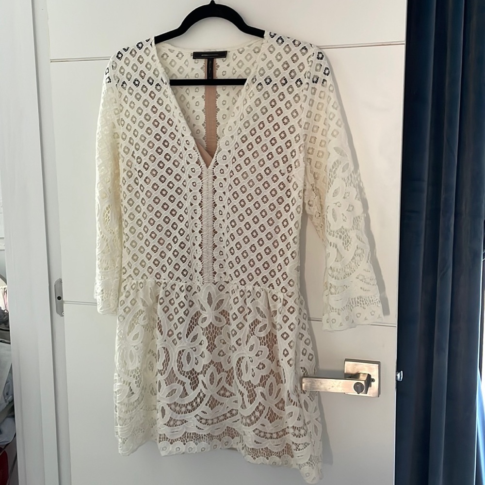 BCBGMaxazria lace drop waist dress with slip